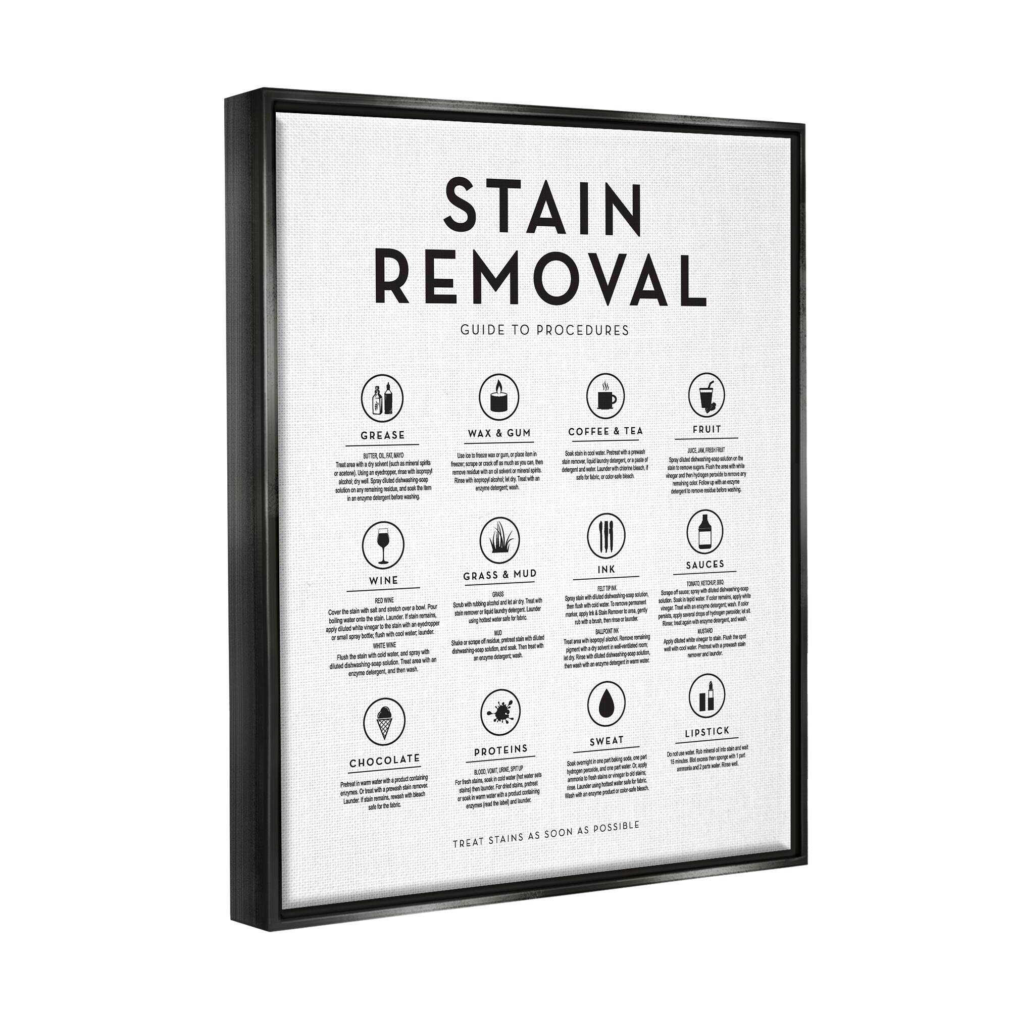 Stupell Industries Laundry Stain Removal Guide Helpful Symbols Chart Framed Floater Canvas Wall Art